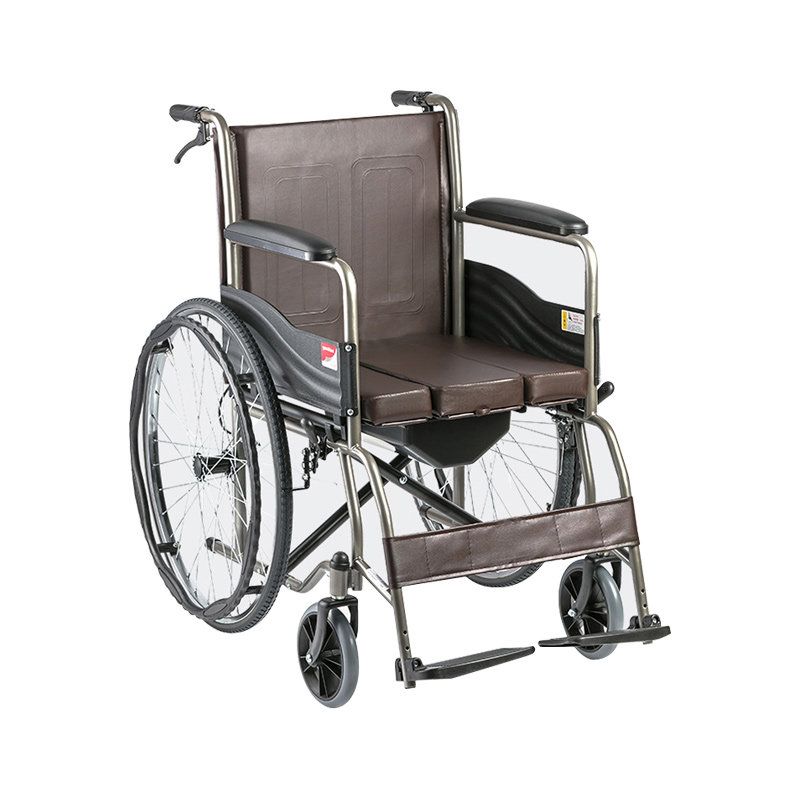 鱼跃手动轮椅h058b老人带坐便器多功能轻便老年人残疾防水轮椅车