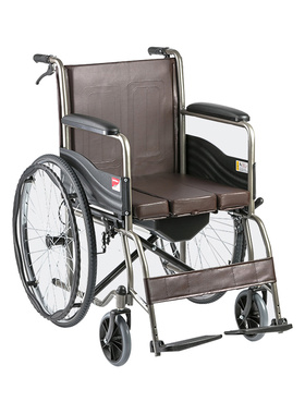 鱼跃手动轮椅H058B老人带坐便器多功能轻便老年人残疾防水轮椅车