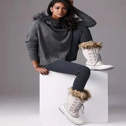 限时清仓SOREL女高筒猎鸭靴内套可拆卸貉毛领零下抗冻系带雪地靴