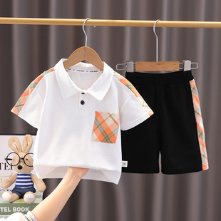 男童夏装套装2025新款宝宝小童儿童夏季短袖POLO衫运动帅气时髦潮