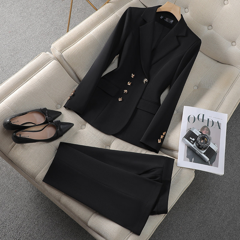 黑色西装套装女高级感高端时尚气质女士职场收腰职业正装西服外套