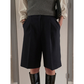 殿 夏季 西装 大艾 短裤 女2025春新款 直筒宽松气质通勤简约五分裤