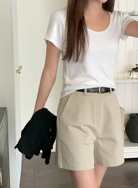 adainthepark短裤女夏季2025新款气质通勤简约百搭直筒小个子裤子