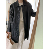 adainthepark皮衣外套女2025新款 气质通勤休闲宽松简约风衣 中长款