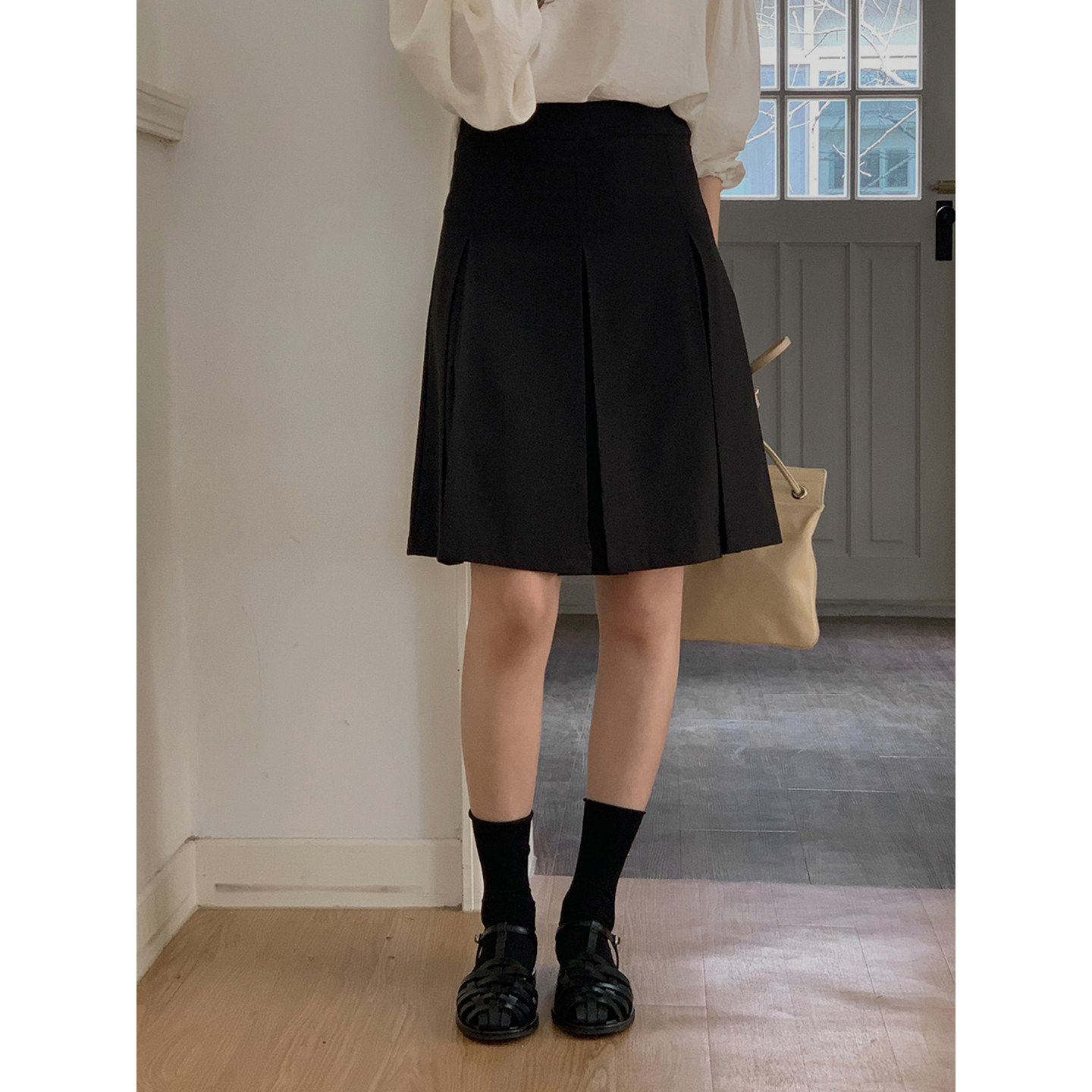 adainthepark 高级感A字半身裙女设计感气质通勤裙子显瘦百褶中裙