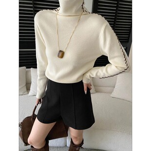 毛衣 司南 设计感撞色手工缝线堆堆领针织衫 法式 SN8509 穿搭公式