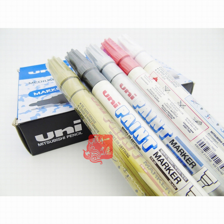 日本三菱px-20大号油漆笔金属塑料表面书写防锈涂色笔有白金银色