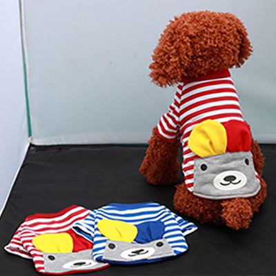 贵宾博美条纹大耳朵背心宠物狗狗