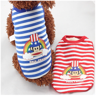 猫狗宠物衣服新款 T恤背心小狗衣服泰迪雪纳瑞博美 双层棉绒衣短袖