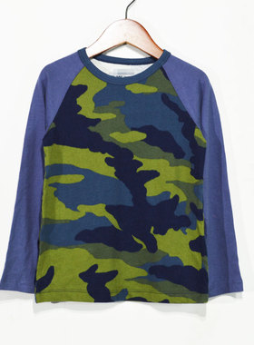 N198美单 cc 加厚 高品质 男童长袖迷彩T恤 纯棉 3-16岁