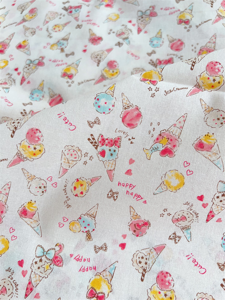 【孤品私藏/娃衣布】日本进口棉布料 可爱冰淇淋手工娃衣衬衫面料,居家布艺,海绵垫/布料/面料/手工diy,淘宝优惠券,粉丝福利购,淘宝优惠卷
