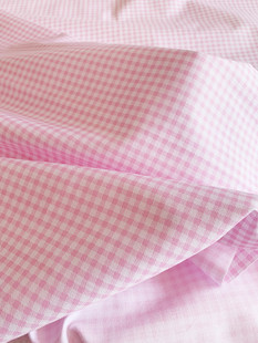 1.6米斜纹纯棉 粉红印花小格子 手工/床品/连衣裙衬衫服装娃衣料