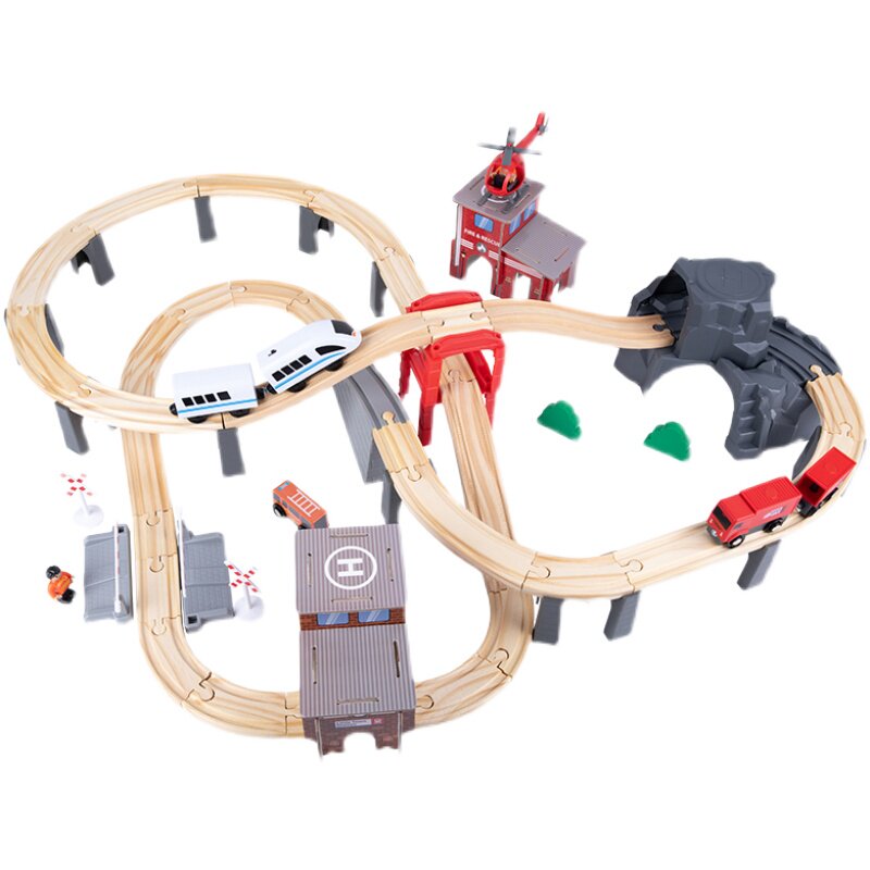 WOODEN RAILCAR ELECTRIC SMALL TRAIN SET TRACK WOODEN CHILDRENS PUZZLE ASSEMBLY TOY CAR GIFT