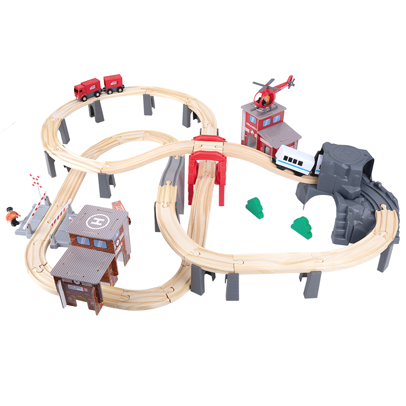 WOODEN RAILCAR ELECTRIC SMALL TRAIN SET TRACK WOODEN CHILDRENS PUZZLE ASSEMBLY TOY CAR GIFT