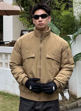 美式白鸭绒立领羽绒服男士冬季新款飞行防风帅气保暖三防短款外套