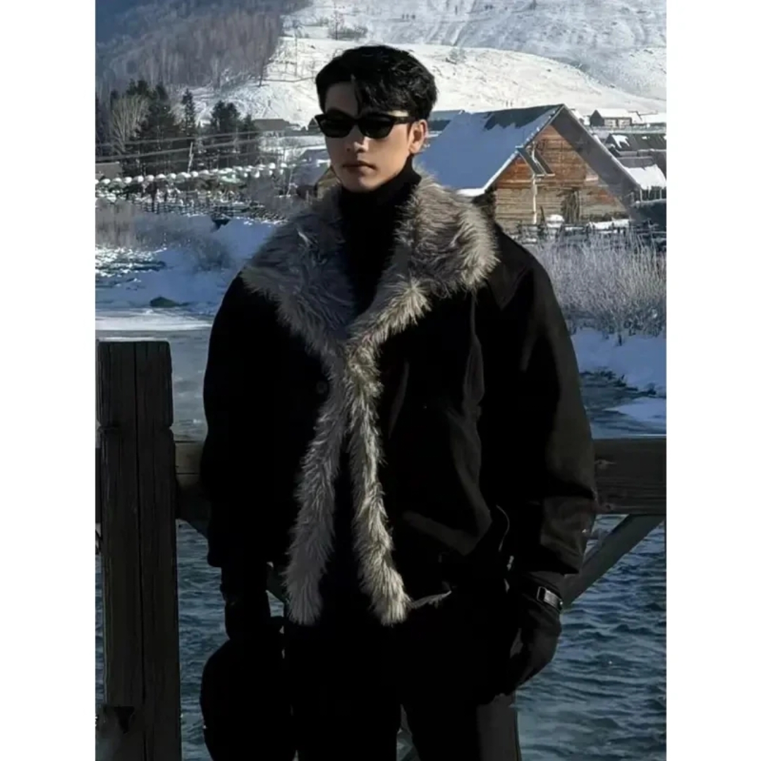 AKOM新款皮毛一体短款夹克