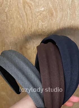 3色 布艺宽边发箍 气质素色简约百搭外出头箍发饰 女