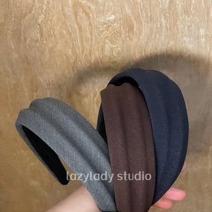 3色 布艺宽边发箍 气质素色简约百搭外出头箍发饰 女