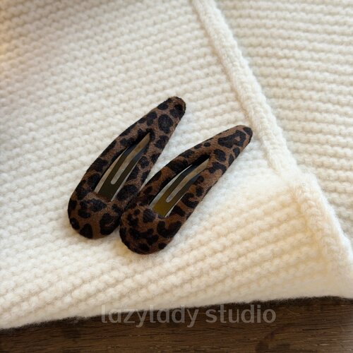 一对 豹纹水滴形发夹 气质百搭侧边夹刘海夹 碎发夹子 发卡发饰女