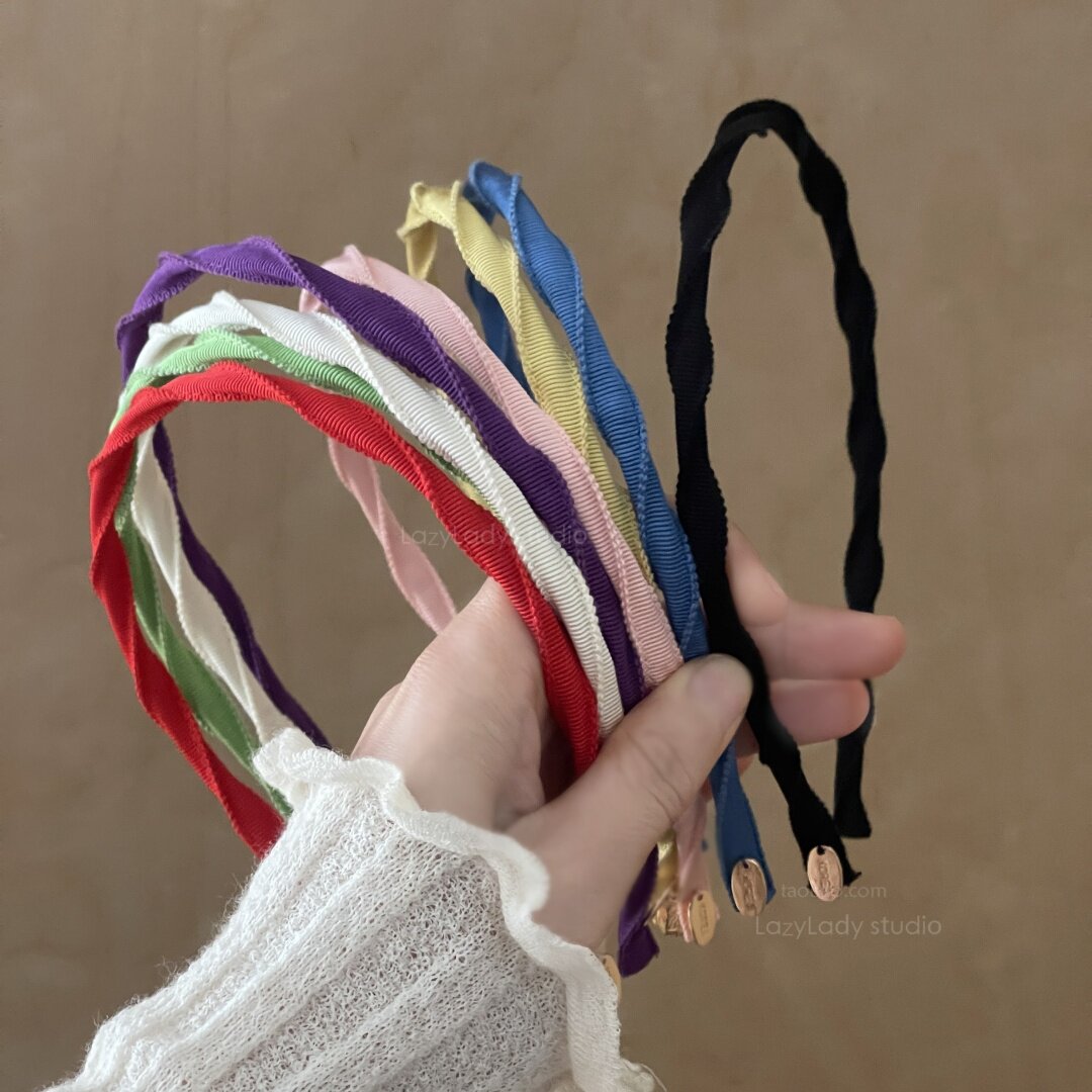 手缝小金标系列 春夏新款螺旋细边窄版彩色织带发箍女 糖果色头箍