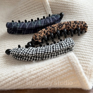 棉麻布艺香蕉夹 盘发夹子扭扭夹低马尾半扎发横夹竖夹发夹女