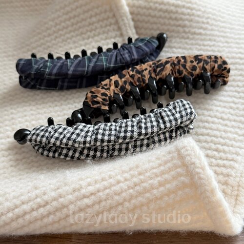 棉麻布艺香蕉夹 盘发夹子扭扭夹低马尾半扎发横夹竖夹发夹女