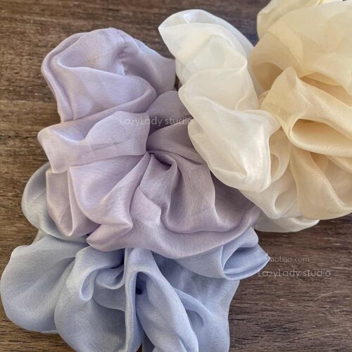 大号 超仙气春夏网纱轻纱泡芙感肠圈 素色简约气质欧根纱头花发圈