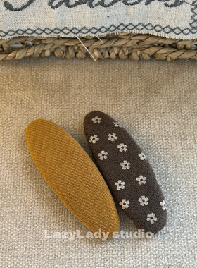 一对装 撞色小碎花复古小众发夹布艺毛呢边夹碎发夹子BB掰掰夹女