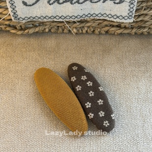 一对装 撞色小碎花复古小众发夹布艺毛呢边夹碎发夹子BB掰掰夹女