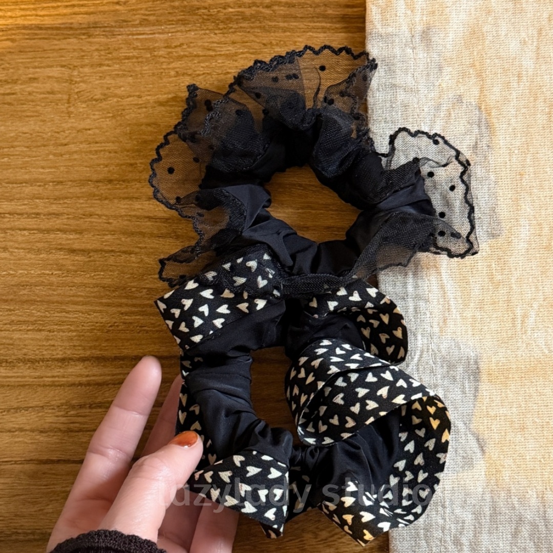 4款 面膜圈 chao好用的基础波点蕾丝发圈 实用耐看俏皮头绳头花女