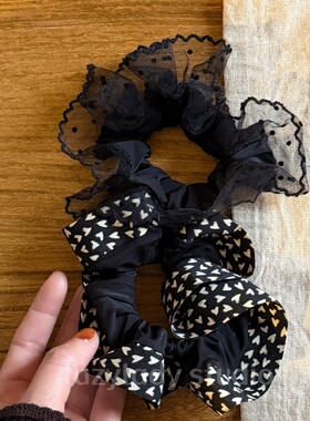 4款 面膜圈 chao好用的基础波点蕾丝发圈 实用耐看俏皮头绳头花女