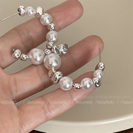 清！原20 半圆大耳环韩系气质轻奢设计夸张气质耳钉耳圈女