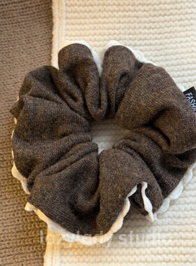 4色 羊绒材质~秋冬软糯裙摆边头花 高货精致小众百搭肠圈发饰女