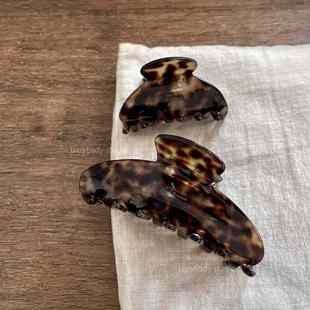 高级色 气质醋酸抓夹小众半扎发夹鲨鱼夹头饰盘发夹 焦糖珍珠法式