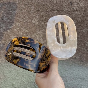 复古老钱风抓夹 醋酸扁平抓夹法式高级感后脑勺盘发夹子横夹鸭夹