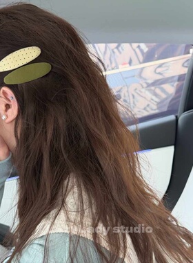 一对装~布艺椭圆水滴发夹 侧边碎发夹子掰掰夹发卡发夹发饰女