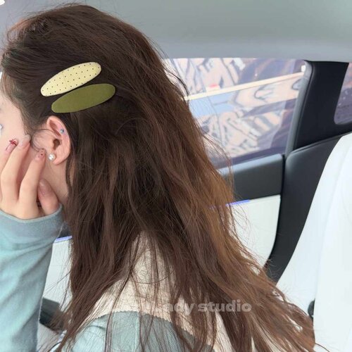 一对装~布艺椭圆水滴发夹 侧边碎发夹子掰掰夹发卡发夹发饰女