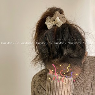 百搭仙气醋酸蝴蝶结网纱肥肠圈头绳发绳丸子头马尾橡皮筋高级感女