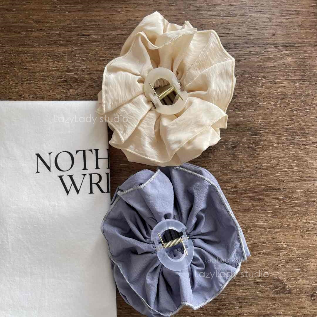 清！原33 可分开佩戴~低饱和色肠圈鲨鱼夹 花苞感抓夹盘发夹女