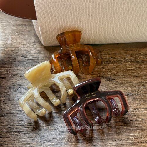 中号半扎发醋酸抓夹 高级感France字母金标盘发夹子后脑勺鲨鱼夹