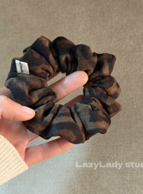 清！原16 气质皮绒豹纹大肠发圈女高级感软糯复古时尚头绳发饰