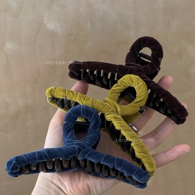 大号 抓的紧 丝绒轻便鲨鱼夹 发量多也可 后脑勺盘发抓夹发饰女