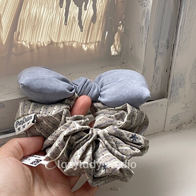 特别的奶油撞色 小众设计感蝴蝶结发圈复古格子波点发绳头花发饰