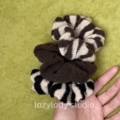 日常 头花马尾中号发绳头绳女 秋冬软糯复古小众条纹撞色发圈