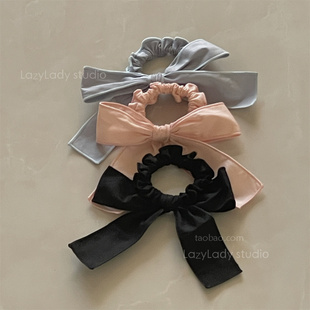 很温柔恬淡的颜色 纯棉布艺精致锁边蝴蝶结发圈 头花布艺发绳头绳