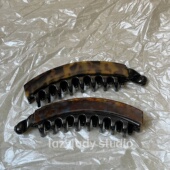 玳瑁色高级花色竖夹香蕉夹一字夹 醋酸材质 光泽感好 盘发夹子女