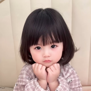 婴儿发型宝宝假发日常短发可爱儿童拍照摄影短直发空气刘海全头套