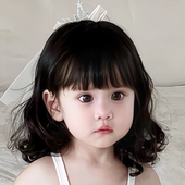 宝宝假发女孩短卷发空气刘海儿童生日拍照写真婴儿自然微卷仿真发