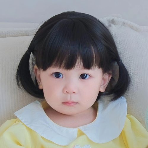 婴儿假发女短发波波头可扎小啾啾发型宝宝周岁拍照写真道具全头套