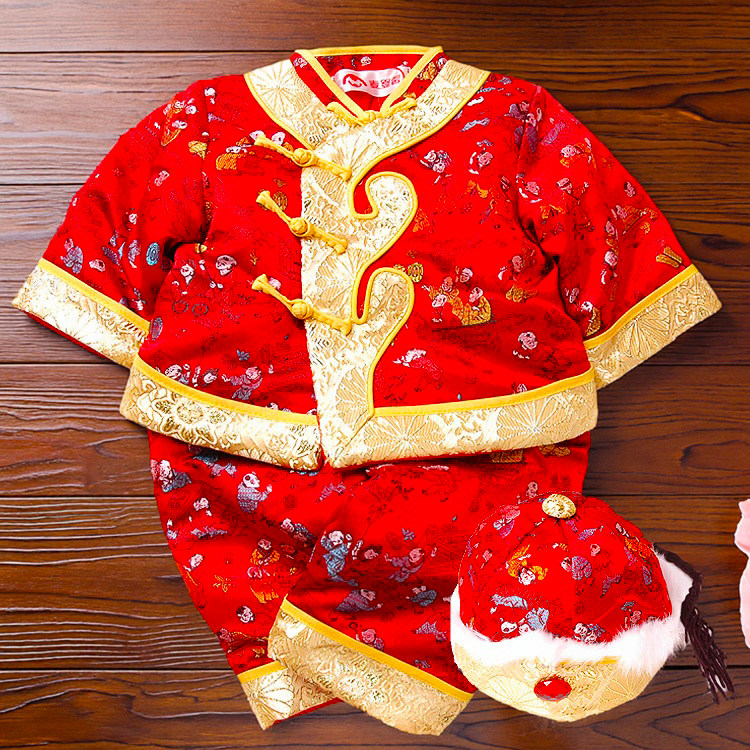 婴幼儿男童儿童生日抓周礼服女宝宝中式过年周岁婴儿唐装春秋冬季